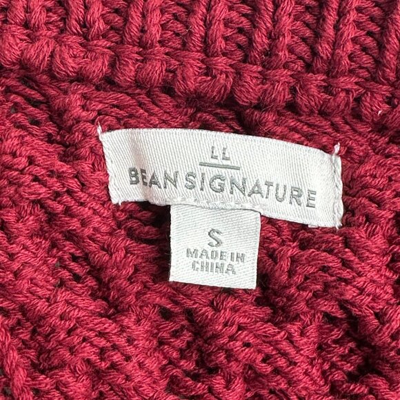 LL Bean Signature Women’s Sweater Small Red Cotton Cable Knit Pullover Zip Hem - Picture 7 of 9